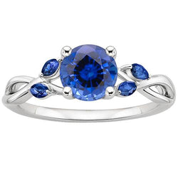 Damenring rund & Marquise Ceylon Saphir Edelsteine 2.50 Karat