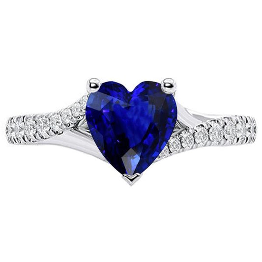 Damenring tiefblauer Saphir mit Akzenten Split Shank 3.50 Karat - harrychadent.ch