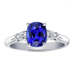 Diamant 3 Stein Birne & Oval Blauer Saphir Ring 3 Karat Damenschmuck
