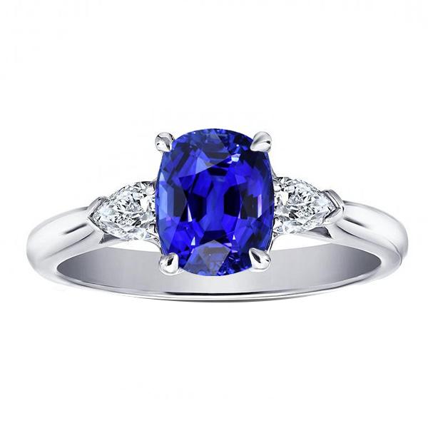 Diamant 3 Stein Birne & Oval Blauer Saphir Ring 3 Karat Damenschmuck - harrychadent.ch