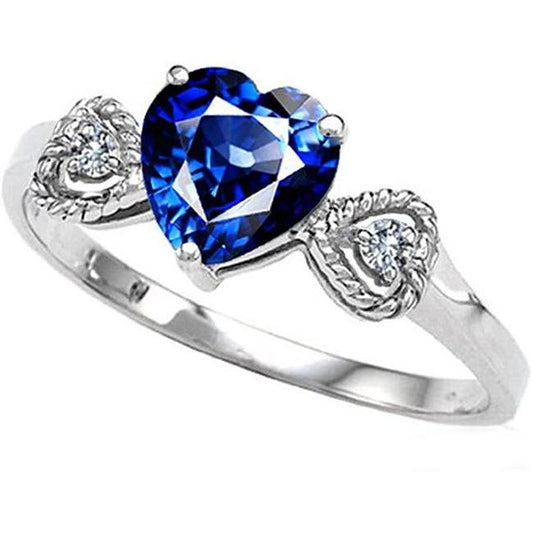 Diamant 3-Stein-Verlobungsring Herz Blauer Saphir 2.25 Karat - harrychadent.ch