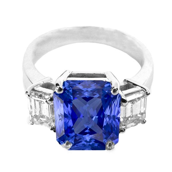 Diamant 3 Steine Ring Strahlender Saphir & Smaragd Geformt 3,50 Karat - harrychadent.ch