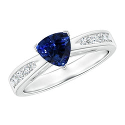 Diamant-blauer Saphir-Edelstein-Ring in Billionenform 2 Karat