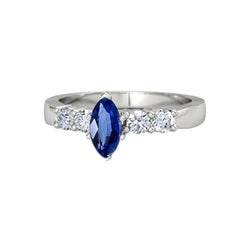 Diamant Blauer Saphir Ring Marquise & Runder Schmuck 1,50 Karat