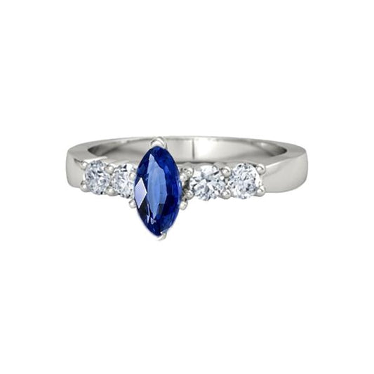 Diamant Blauer Saphir Ring Marquise & Runder Schmuck 1,50 Karat - harrychadent.ch