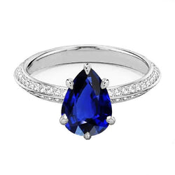 Diamant Ceylon Saphir Ehering Krappenset Schmuck 3,50 Karat