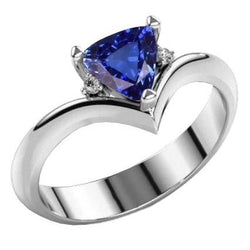 Diamant Drei-Steine-Billionen-Saphir-Ring 1,25 Karat Herz-Stil