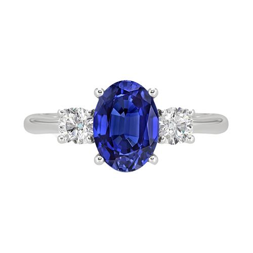 Diamant-Drei-Steine-Ring 4,75 Karat Oval srilankischer Saphir-Schmuck - harrychadent.ch
