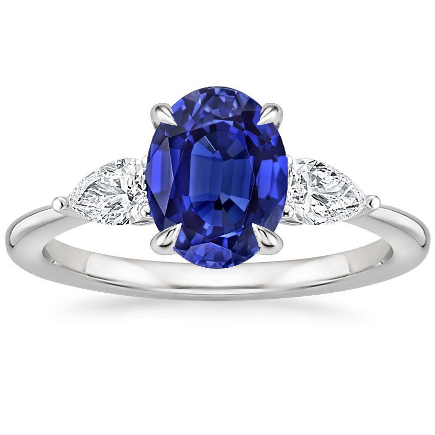 Diamant-Drei-Steine-Ring Oval Cut Ceylon Saphir 3,50 Karat - harrychadent.ch