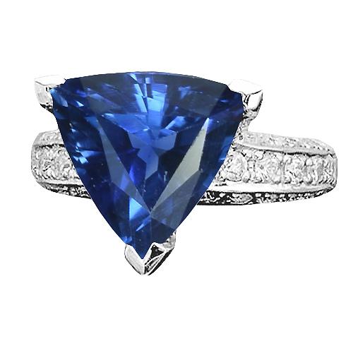 Diamant-Edelstein-Ring im antiken Stil Saphir im Trillionenschliff 4,50 Karat - harrychadent.ch