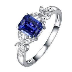 Diamant Edelstein Ring Smaragd Blauer Saphir Schmetterling Stil 3 Karat