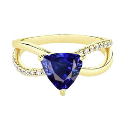 Diamant Edelstein Ring Trillion Form Saphir Split Shank 2,50 Karat