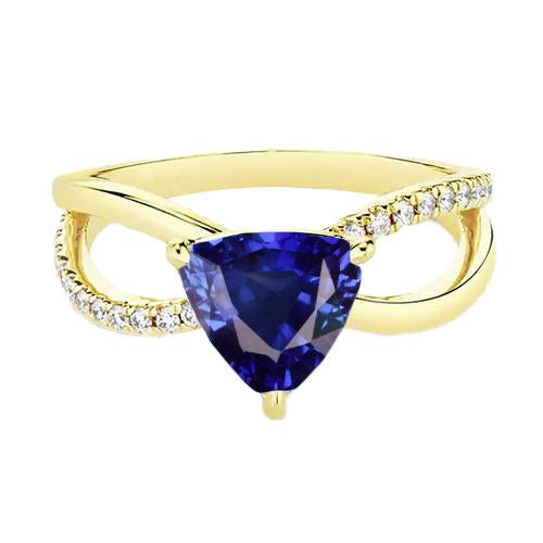 Diamant Edelstein Ring Trillion Form Saphir Split Shank 2,50 Karat - harrychadent.ch