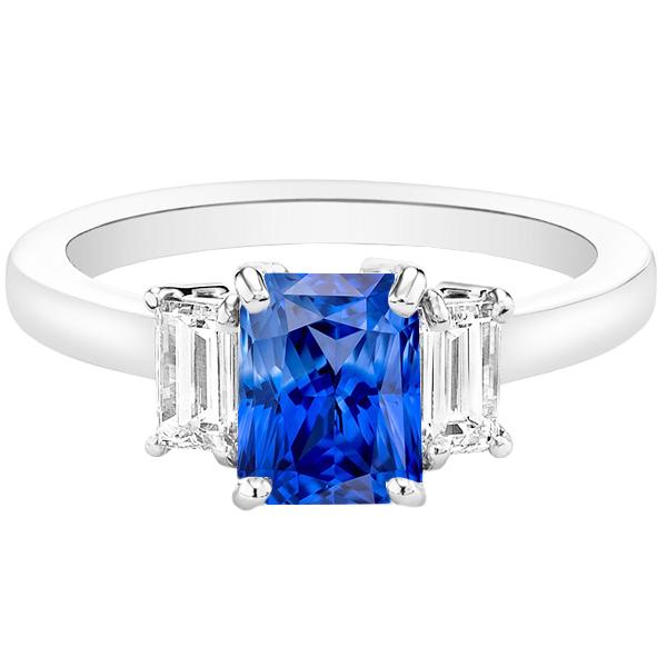 Diamant Edelstein Schmuck 2 Karat Ceylon Saphir Ring Krappen Baguettes - harrychadent.ch