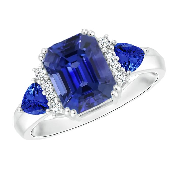 Diamant-Edelstein-Schmuck Smaragd & Birne Blauer Saphir Ring 4 Karat - harrychadent.ch