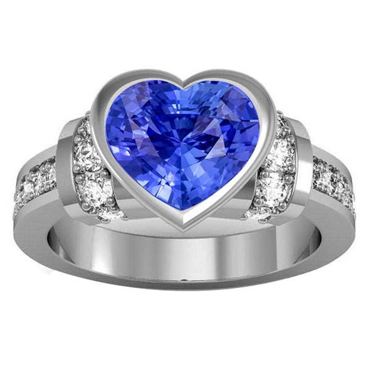 Diamant Ehering Lünette Set Hellblauer Saphir 4 Karat Gold 14K - harrychadent.ch