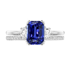 Diamant Ehering Set Strahlender Saphir Krappen 3 Stein 4 Karat