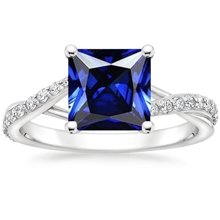 Diamant-Goldschmuck Prinzessin Blauer Saphir-Ring mit Akzenten 6 Karat - harrychadent.ch
