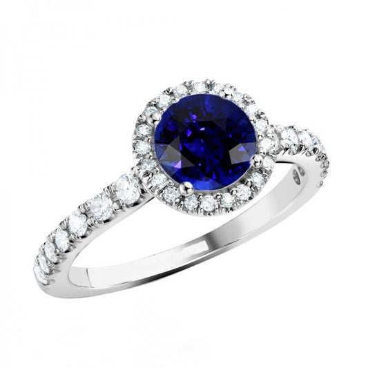 Diamant Halo Blue Saphir Edelstein Ring 3,50 Karat Hochzeitsschmuck - harrychadent.ch