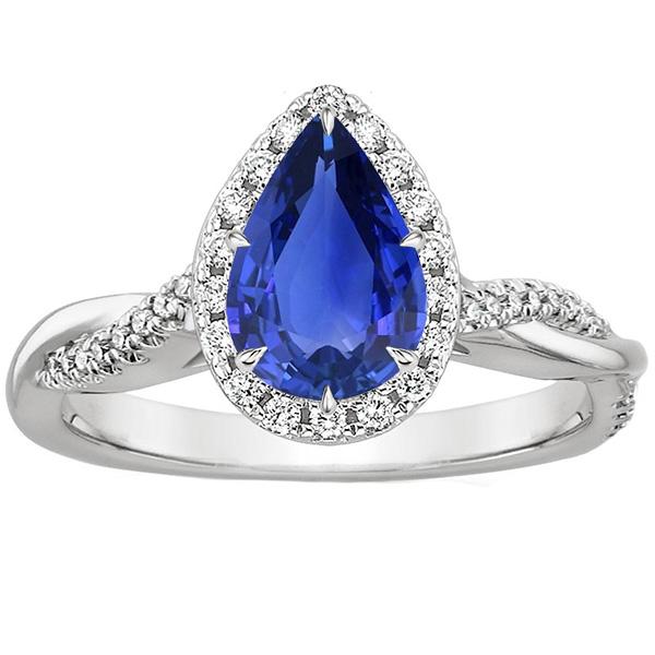Diamant Halo Blue Sapphire Solitaire mit Akzenten Ring 5,50 Karat - harrychadent.ch