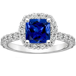 Diamant Halo Edelstein Verlobungsring 3,25 Karat Ceylon Saphir Neu