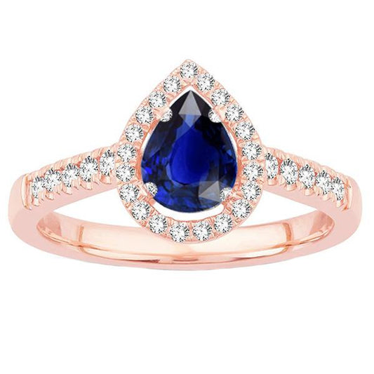 Diamant Halo Jubiläumsring Birnenschliff Sri Lanka Saphir 3 Karat - harrychadent.ch