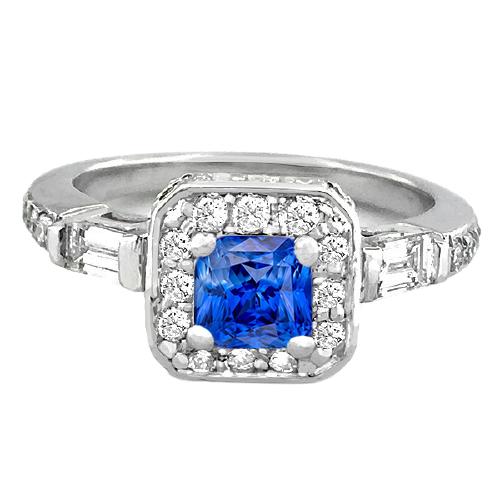Diamant Halo Kissen Blauer Saphir Ring 2 Karat Damenschmuck - harrychadent.ch