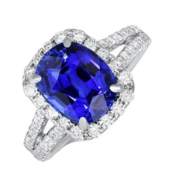 Diamant Halo Oval Blue Saphir Ring Split Shank 5,50 Karat Schmuck - harrychadent.ch