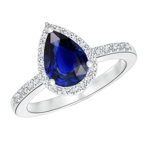 Diamant Halo Ring Birnenschliff Sri Lanka Saphir 3,75 Karat - harrychadent.ch