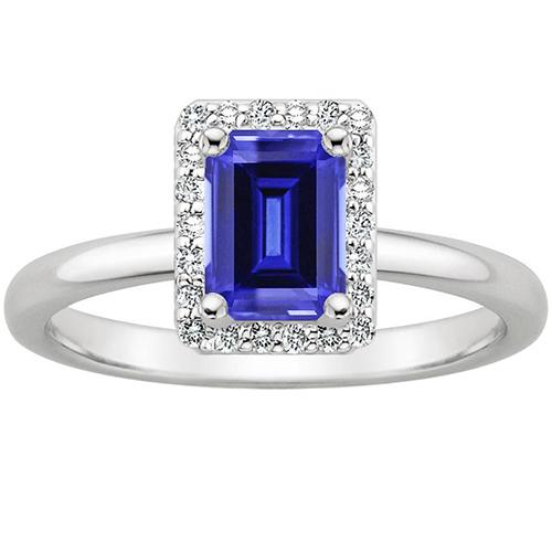 Diamant Halo Ring Smaragd Ceylon Saphir & Diamant 4 Karat - harrychadent.ch