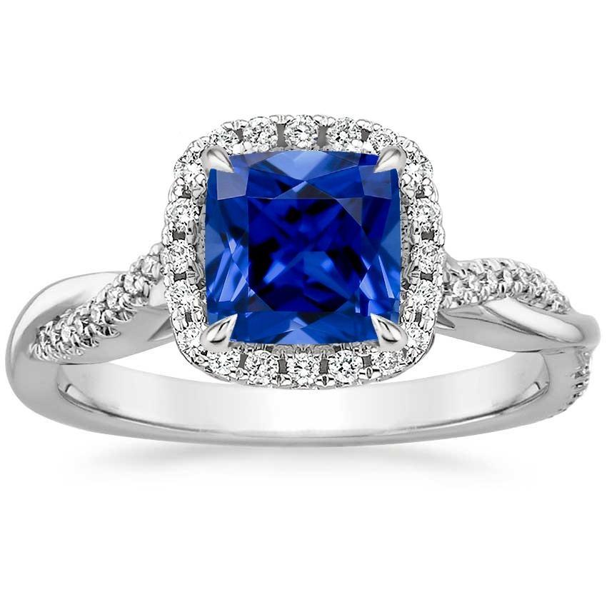 Diamant Halo Ringkissen Blauer Saphir Pave Set Akzent 3,25 Karat - harrychadent.ch