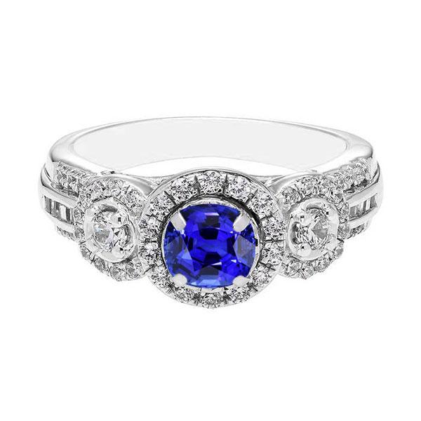 Diamant Halo Runder Blauer Saphir Ring 2.50 Karat Damenschmuck - harrychadent.ch