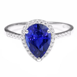 Diamant Halo Verlobungsring Ceylon Saphir 3,75 Karat mit Akzenten