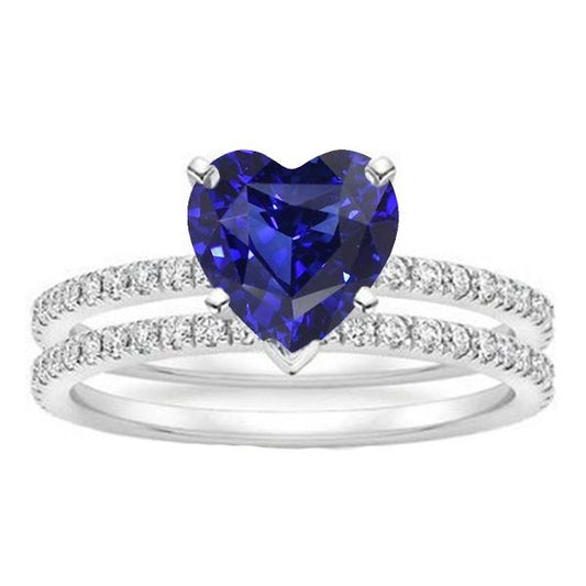 Diamant Herz Blauer Saphir Ehering Set 3,50 Karat Schmuck - harrychadent.ch
