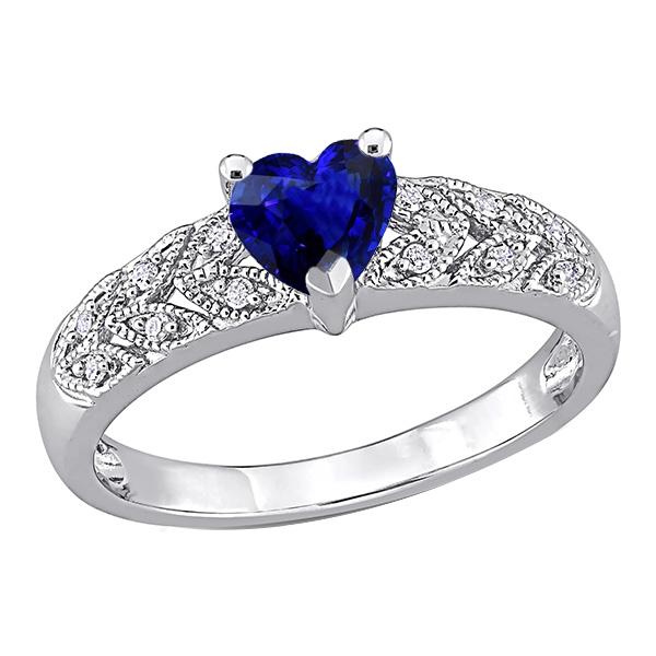 Diamant-Herz Halo blauer Saphir Ring 2,50 Karat Blatt-Stil Schmuck - harrychadent.ch