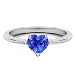 Diamant Herz Hellblauer Saphir Ring Krappenset 1,25 Karat Gold