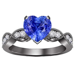 Diamant-Jubiläums-Herz-Blauer Saphir-Ring 3 Karat Twisted Style