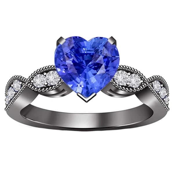 Diamant-Jubiläums-Herz-Blauer Saphir-Ring 3 Karat Twisted Style - harrychadent.ch