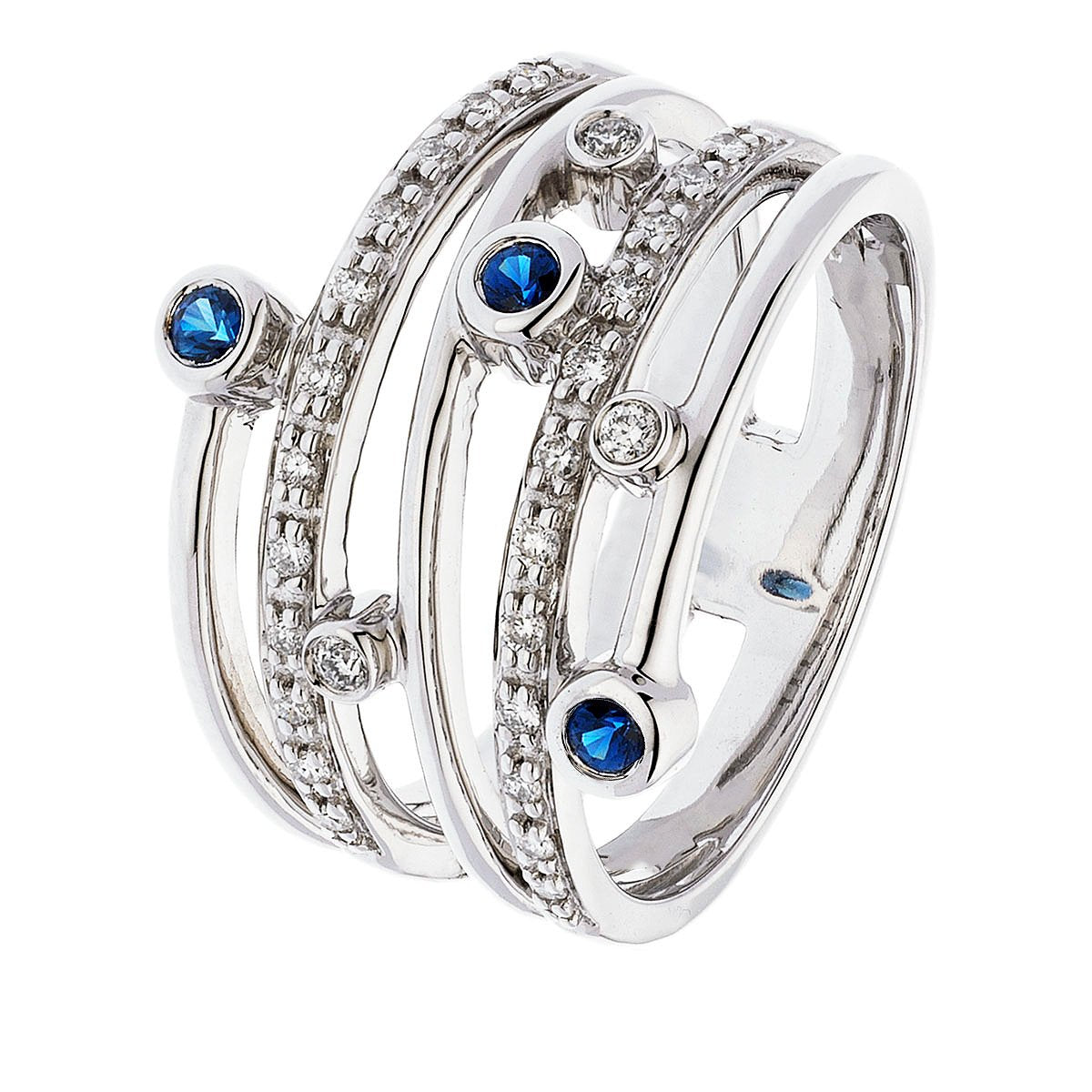 Diamant-Jubiläumsband-Lünette, rund, blaue Ceylon-Saphire, 1 Karat - harrychadent.ch