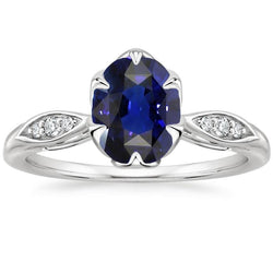 Diamant-Jubiläumsring Oval Sri Lanka Saphir 3,50 Karat Pave Set