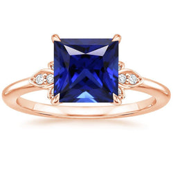 Diamant-Jubiläumsring Prinzessin Blauer Saphir Edelstein 5,25 Karat