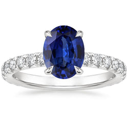 Diamant-Jubiläumsring Solitär Blauer Saphir Mit Akzenten 4 Karat