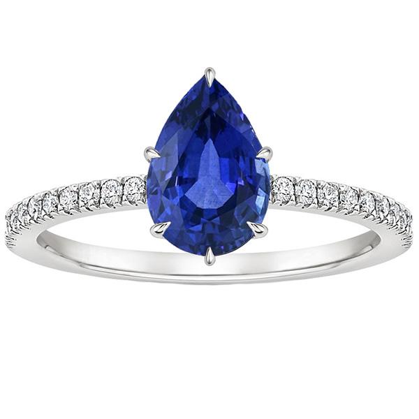 Diamant & Pear Solitaire Ring Blauer Saphir Mit Akzenten 5,25 Karat - harrychadent.ch