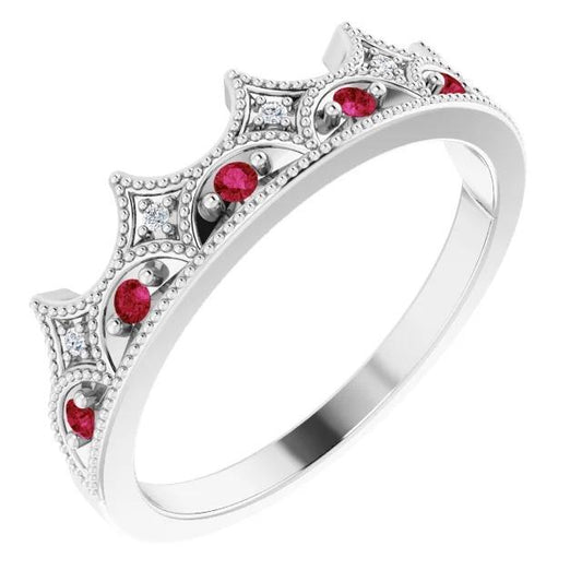 Diamant Rubin Ehering 0,75 Karat Krone Damen Schmuck - harrychadent.ch