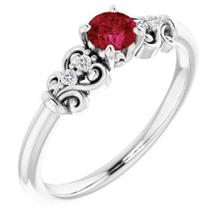 Diamant runder Rubin Fancy Ring 1,40 Karat Weißgold 14K