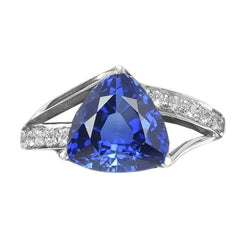 Diamant Saphir Edelstein Ring 2 Karat Split Shank Gold Damen Schmuck