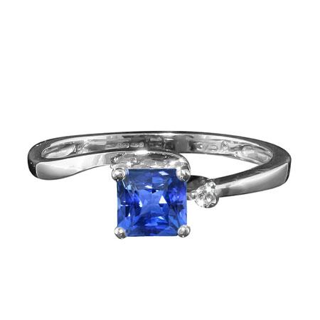 Diamant-Saphir-Ring Radiant Cut Bypass Style 1,25 Karat U-Zacken-Set - harrychadent.ch
