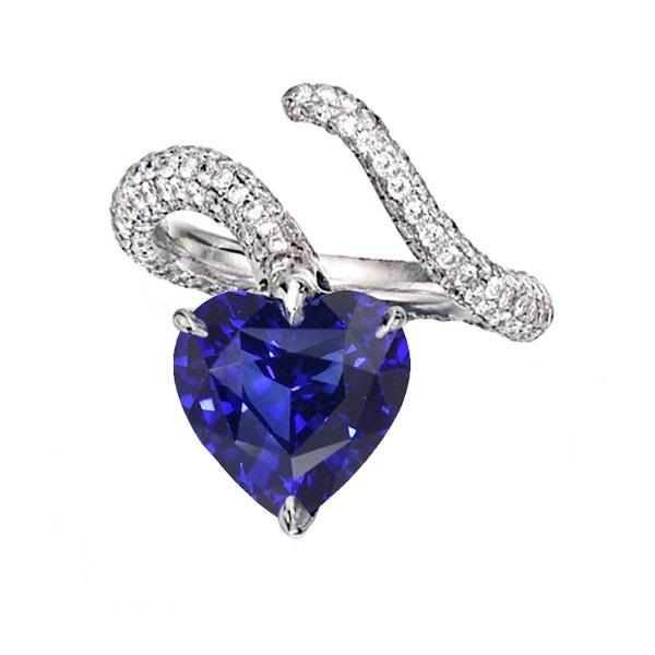 Diamant Schmuck Herz Blauer Saphir Ring Twisted Style 5 Karat - harrychadent.ch