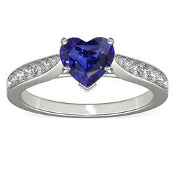 Diamant Schmuck Herz Ceylon Saphir Ring 2,50 Karat Akzent