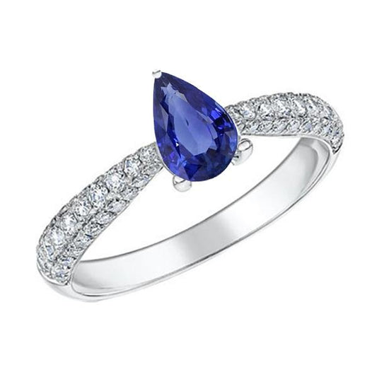 Diamant Solitaire Ring Akzente Birne Ceylon Saphir 2,50 Karat - harrychadent.ch